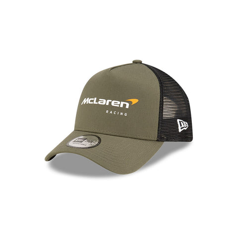 New Era F1 McLaren Racing Team Olive Green 9Forty A-Frame Trucker Snapback Cap