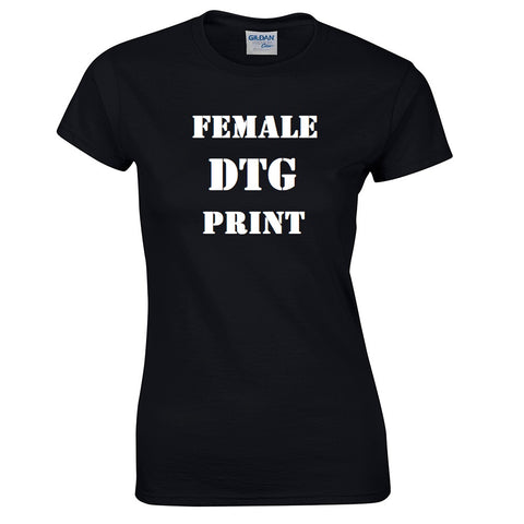 CUSTOM DTG PRINT (Direct To Garment) on Gildan Premium Cotton FEMALE T-Shirt
