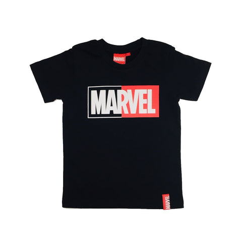 PREMIUM Marvel Basic Half Logo Kids Black T-Shirt