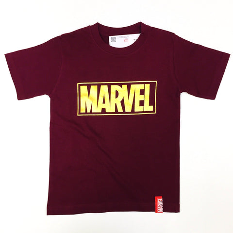 PREMIUM Marvel Gold Logo on Maroon Kid T-Shirt